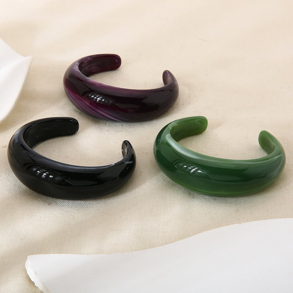 1 Piece Simple Series Retro Gradient Color Resin Women's Cuff Bracelets h5Picture5