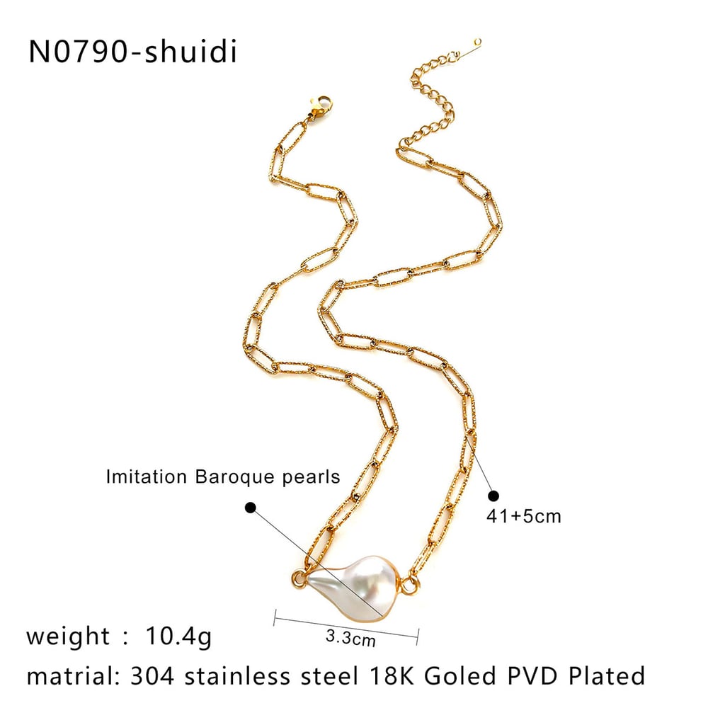 1 Piece Pearl Gold Color Pendant Necklace Picture2