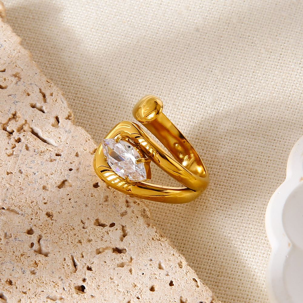 1 Piece Luxurious  Elegant Irregular Shape Stainless Steel   Zircon Statement Rings Picture2
