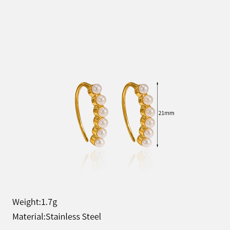1 Pair Irregular Shape Stainless Steel Pearl Gold Color Stud Earrings
