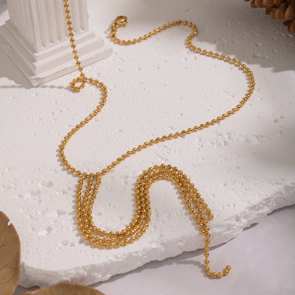 1 Stück Y-förmige Halskette mit Quastenperlenanhänger h5Bild2