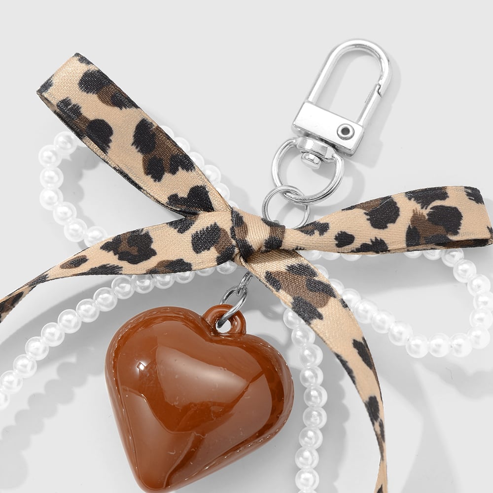 1 Piece Acrylic Heart Leopard Print Bow Knot Bag Charm h5Picture4
