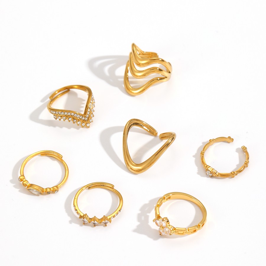 Anello minimalista color oro in acciaio inossidabile da 1 pezzo Immagine4