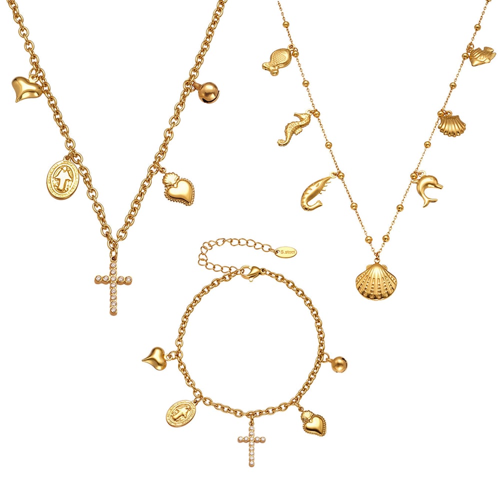 Lustrous Cross Stainless Steel Gold Color Women's Jewelry Sets Picture6