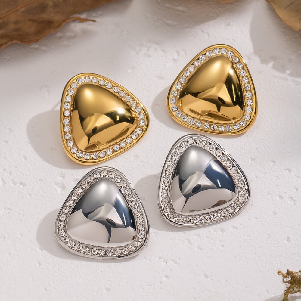 1 Pair Triangle Stainless Steel Stud Earrings Picture2