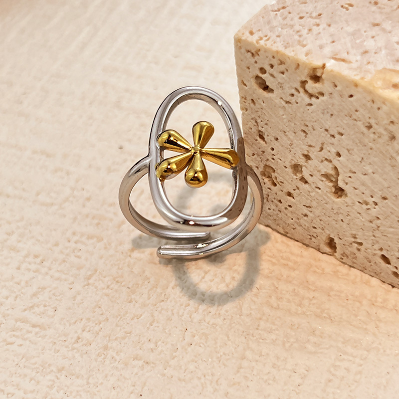 1 Parça Düzensiz Şekilli Paslanmaz Çelik Gösterişli Yüzük 