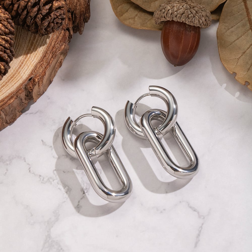 1 Pair Circle Stainless Steel Gold Color Hoop Earrings Picture5
