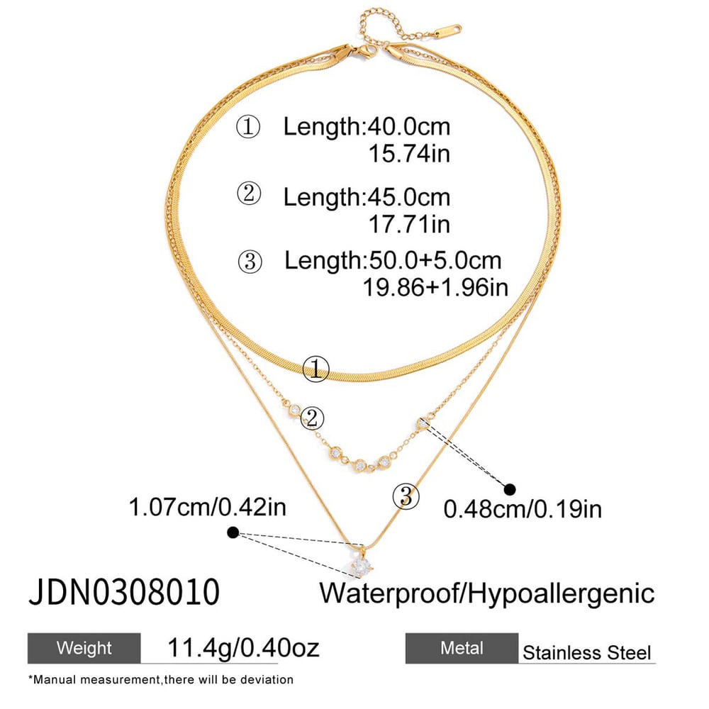 1 Piece Modern Circle Stainless Steel Gold Color Zircon Women's Layered Necklaces Picture2