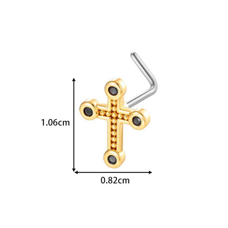 1 Piece Copper Gold Color Zircon Nose Stud Picture2