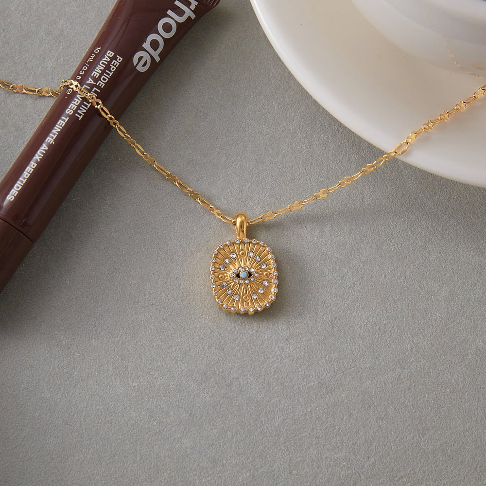 1 Piece Sophisticated Devil's Eye Stainless Steel Gold Color Women's Pendant Necklaces h5Picture5
