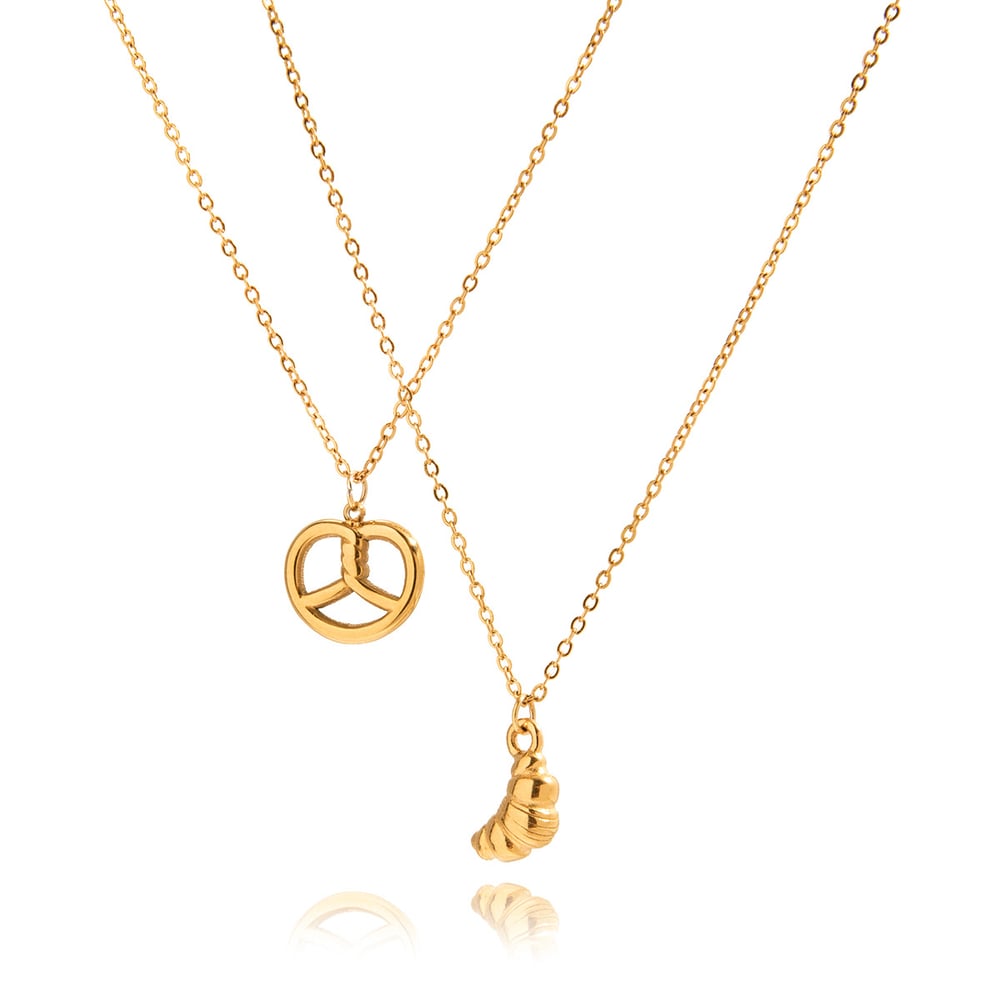 1 Piece Cute Croissant Stainless Steel Gold Color Women's Pendant Necklaces h5Picture7
