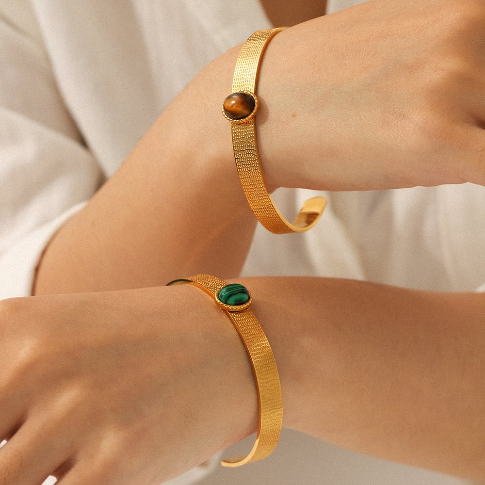 1 Piece Luxurious  Irregular Shape Stainless Steel   Gold Color   Women's Bangles Picture3