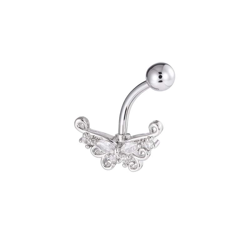 1 Piece Flower Butterfly Copper Zircon Navel Piercing
