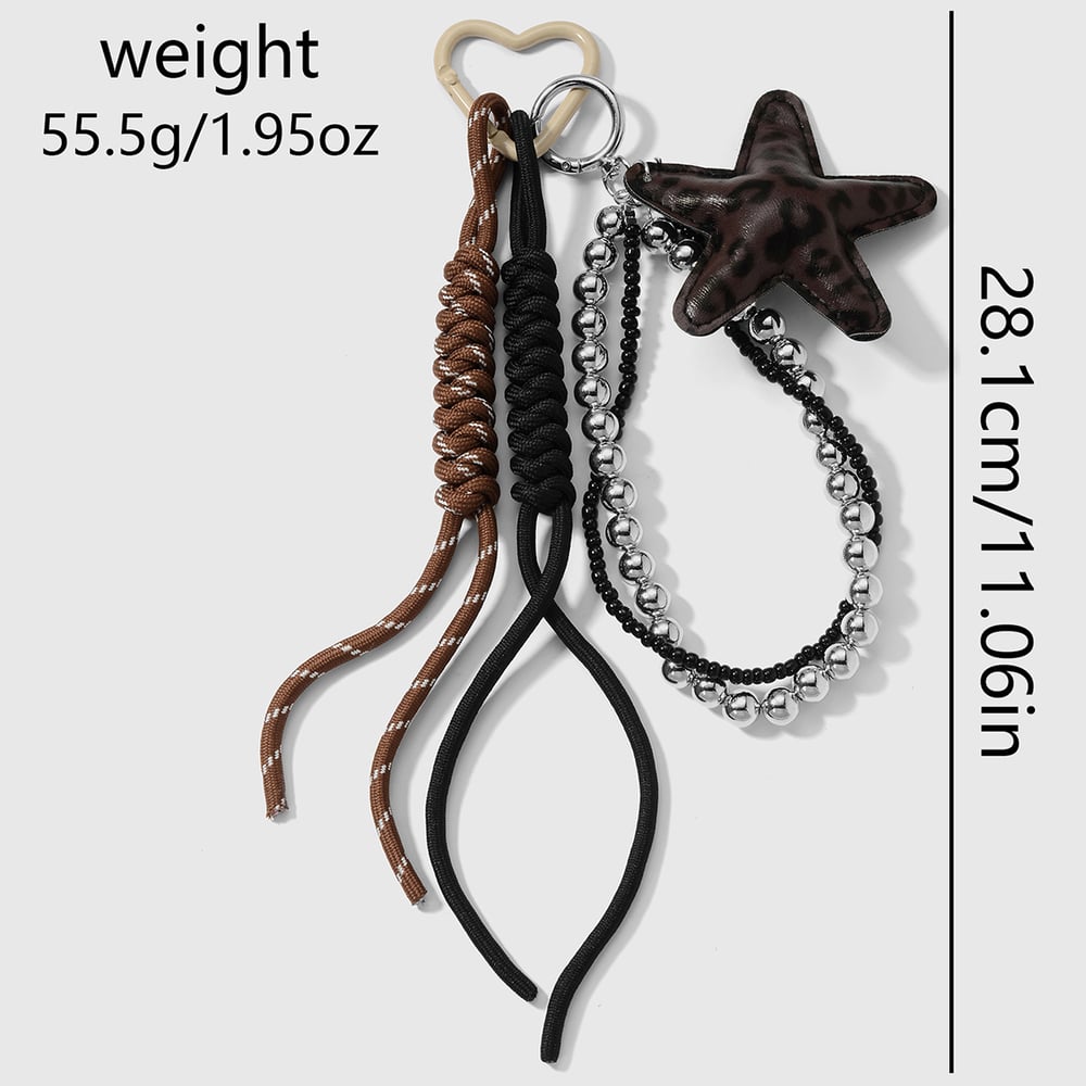 1 Piece Retro Leather Leopard Print Star Bag Charm h5Picture2