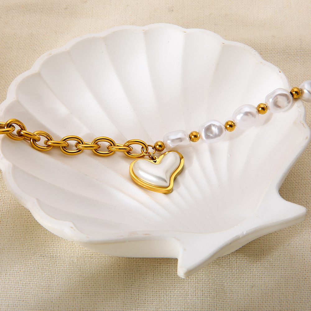 1 Piece Sweet Irregular Shape Heart Chain Stainless Steel Women's Charm Bracelets h5Picture4