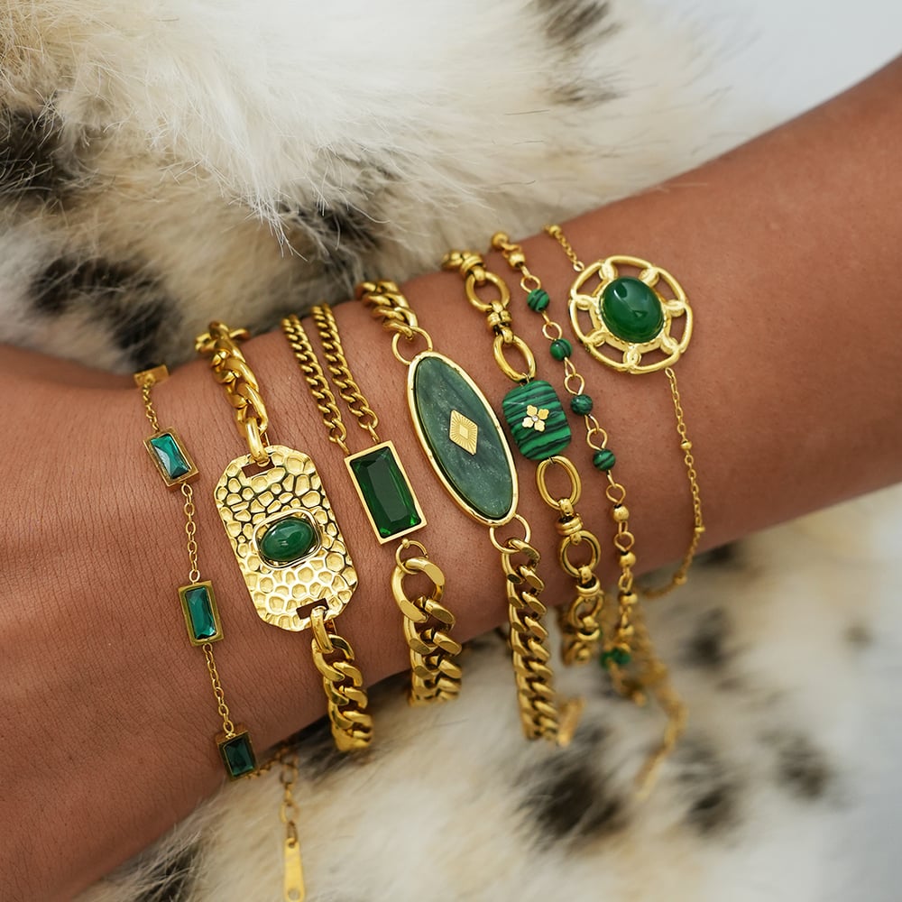 1 Piece  Retro Irregular Shape Stainless Steel   Gold Color  Women's  Chain Bracelets Picture5