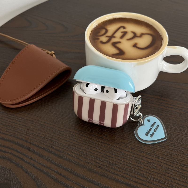 1 Stück personalisierte kreative Farbblock-Streifen-Kopfhörerhülle für Damen h5Bild2