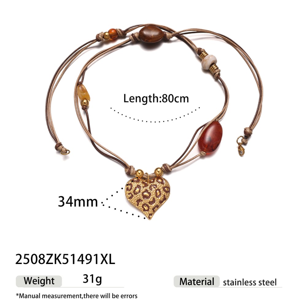 1 Parça Kalp Paslanmaz Çelik Akrilik Uzun Kolye