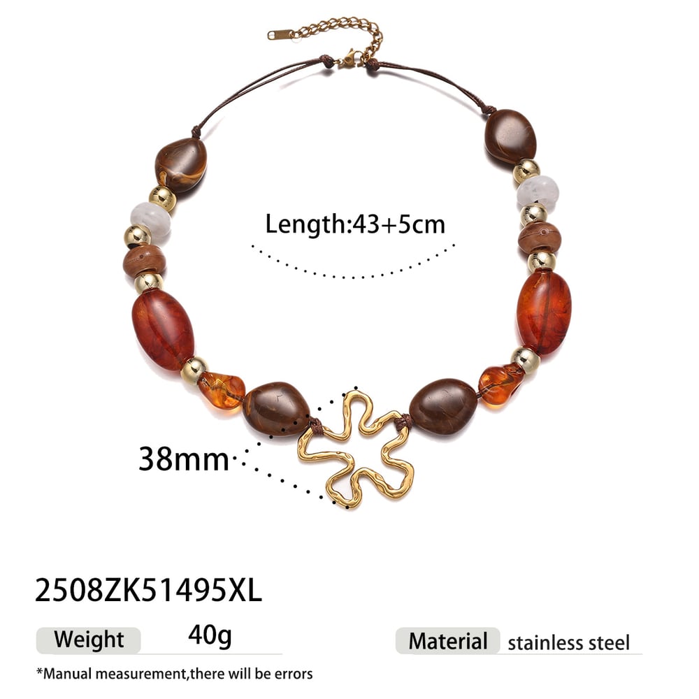 1 Piece Flower Shape Stainless Steel Acrylic Beaded Necklace