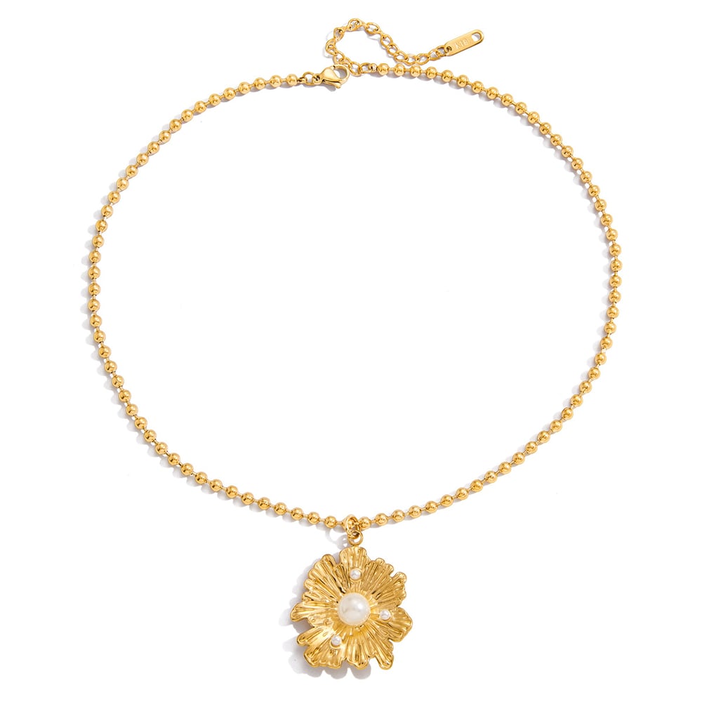 1 Piece Sweet Flower Stainless Steel Gold Color Women's Pendant Necklaces