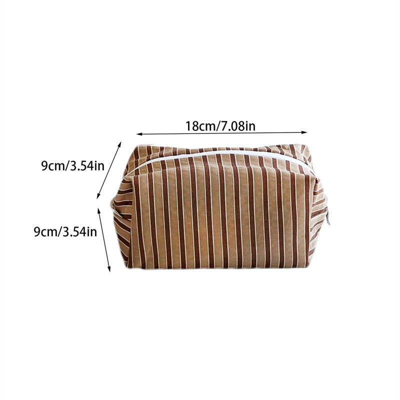 1 Piece Simple Series Casual Strip Canvas Women's Makeup Bags Picture5