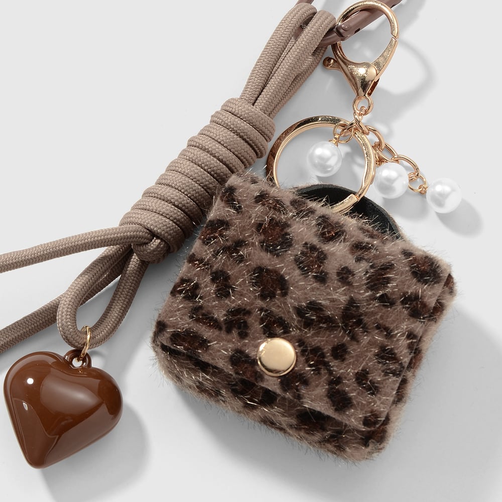 1 pieza de dije para bolso con estampado de leopardo y corazón retro h5Imagen5
