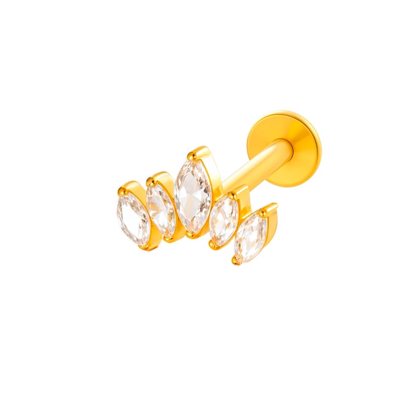 1 Stück Klassische Tropfen Titanlegierung Gold Farbe Zirkon Damen Piercing Ohrringe