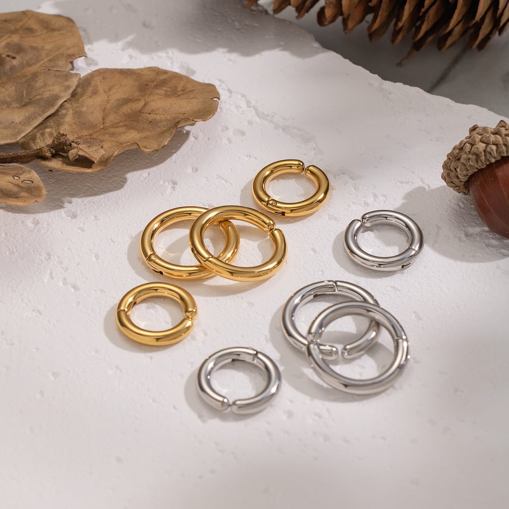 1 Pair Circle Stainless Steel Gold Color Ear Cuffs Picture3