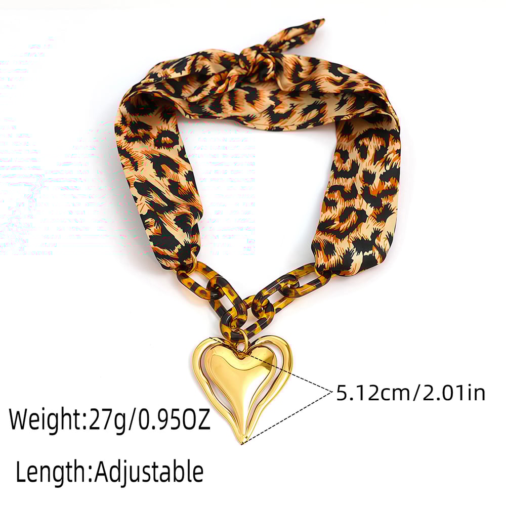 1 Piece Retro Heart Leopard Print Stainless Steel  Gold Color  Women's Chain Bracelets Picture2