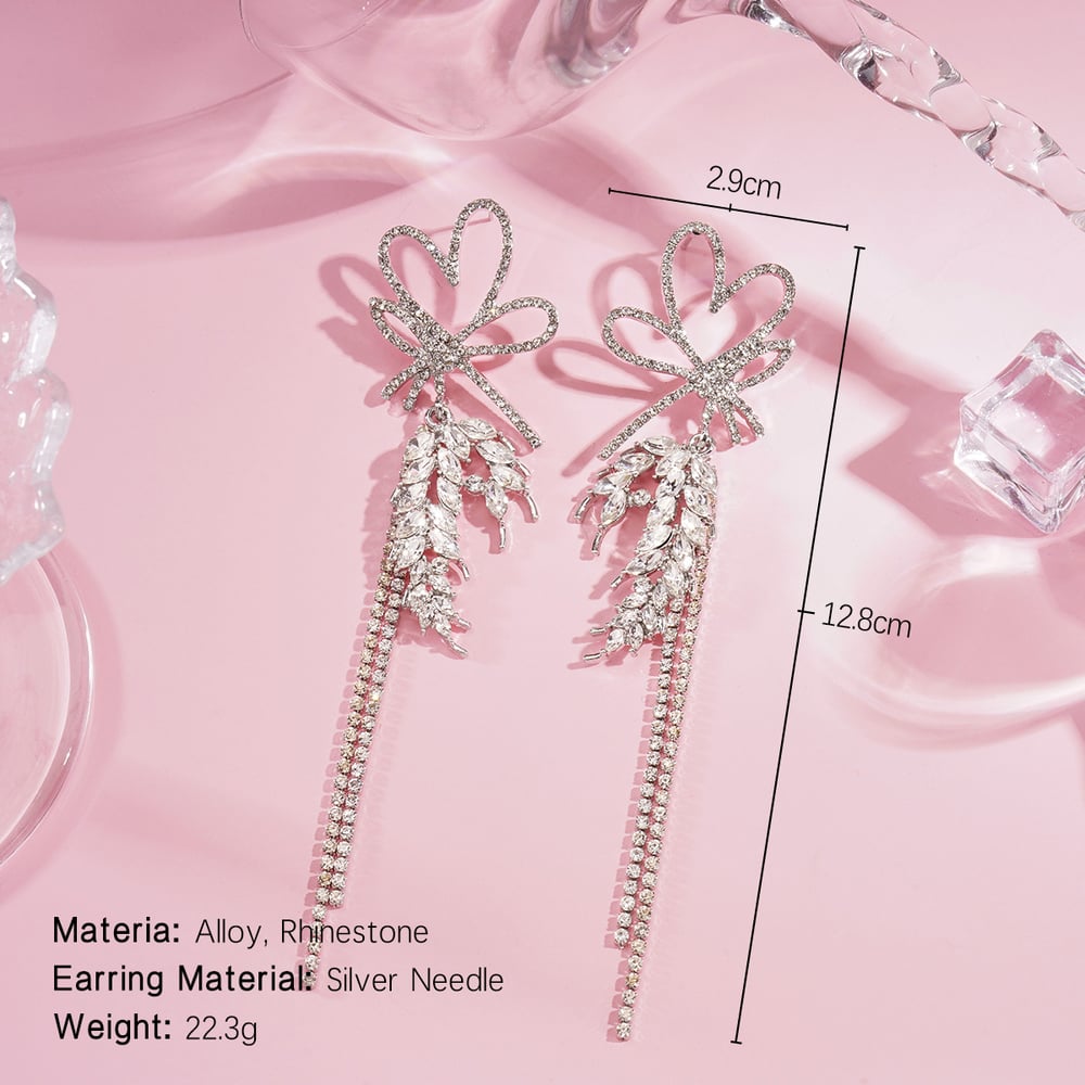 1 Pair Festive Series Flower Tassel Alloy Drop Earrings