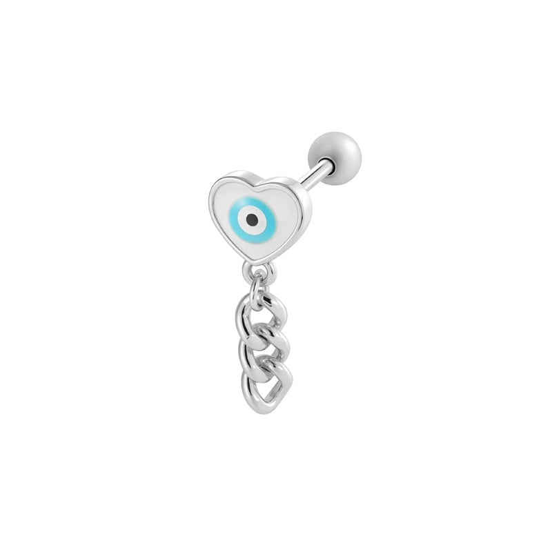 1 Piece Heart Copper Gold Color  Zircon Piercing Earring