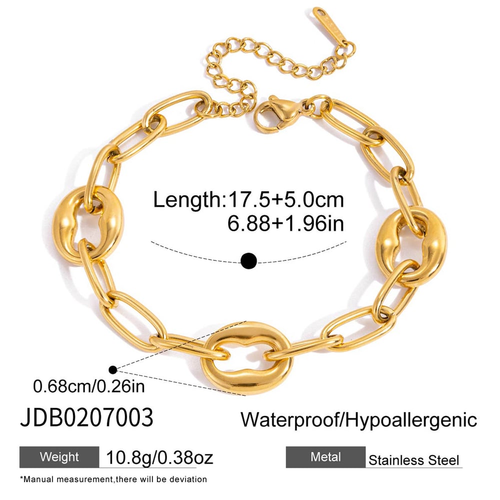 1 Piece Classic Circle Stainless Steel Gold Color Women's Chain Bracelets h5Picture2