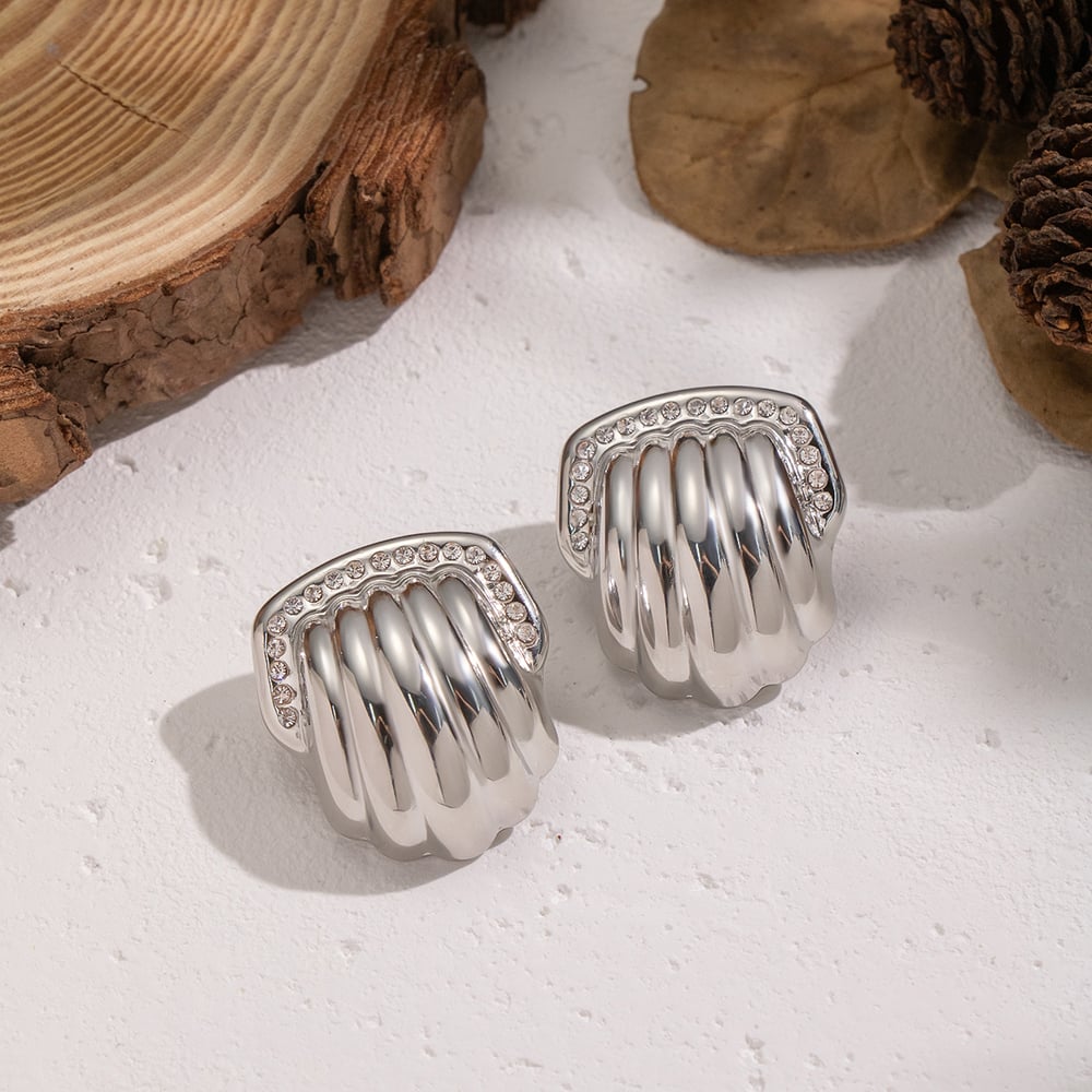 1 Pair Shell Shape Stainless Steel Gold Color Stud Earrings Picture5