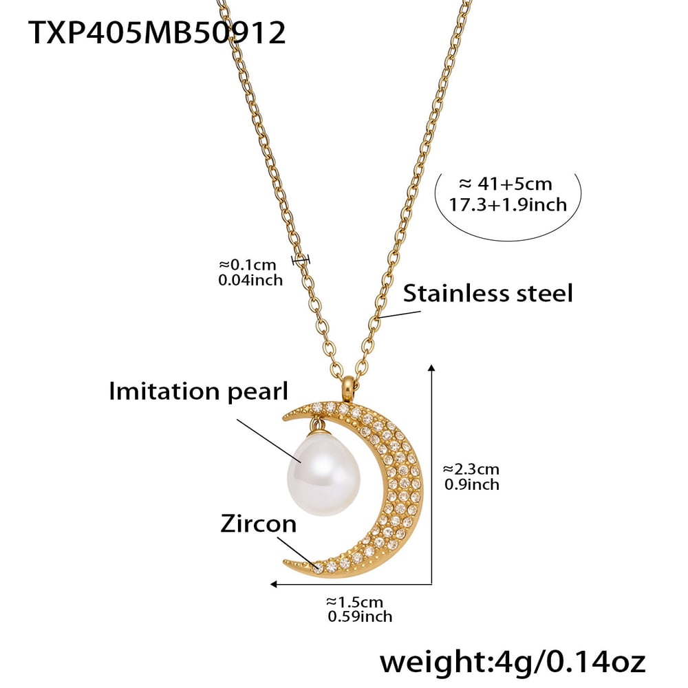 Classic Star&Moon Stainless Steel Gold Color Zircon Women's Jewelry Sets