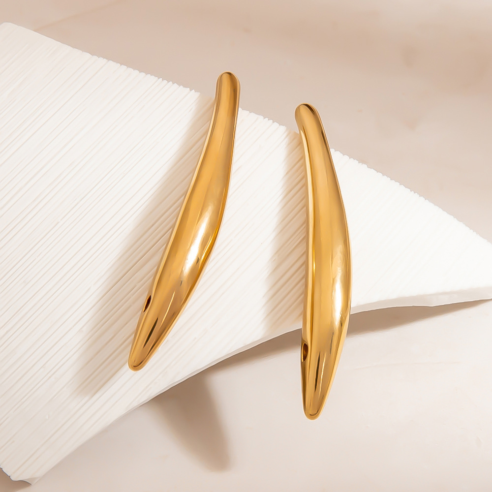 1 Pair Fish Shape Stainless Steel Gold Color Stud Earrings h5Picture4