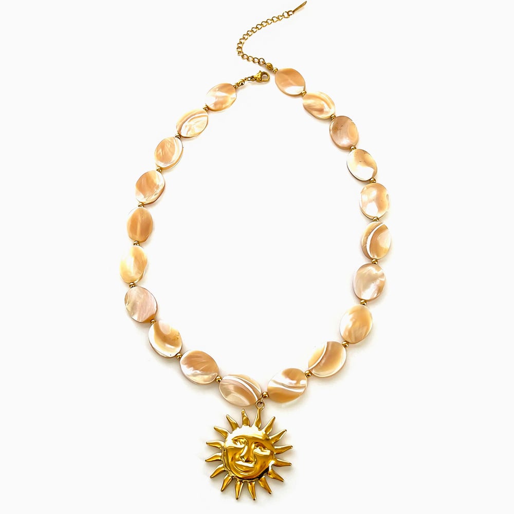 1 Piece Sun Gold Color Shells  Beaded Necklace