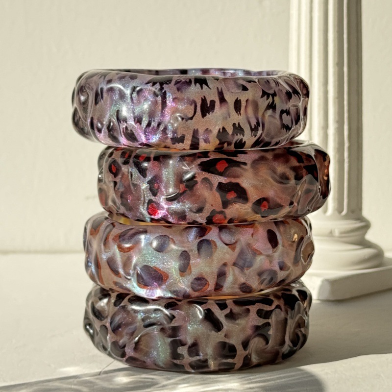 1 Piece Retro Leopard Print Resin Bangle h5Picture4