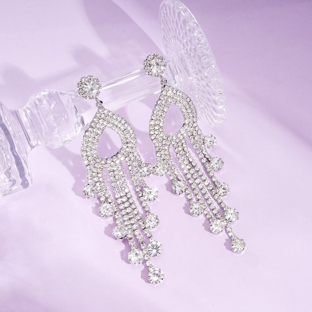 1 Pair Festive Series Irregular Shape Tassel Copper Dangle Earrings Picture3