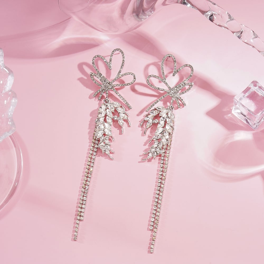 1 Pair Festive Series Flower Tassel Alloy Drop Earrings Picture4