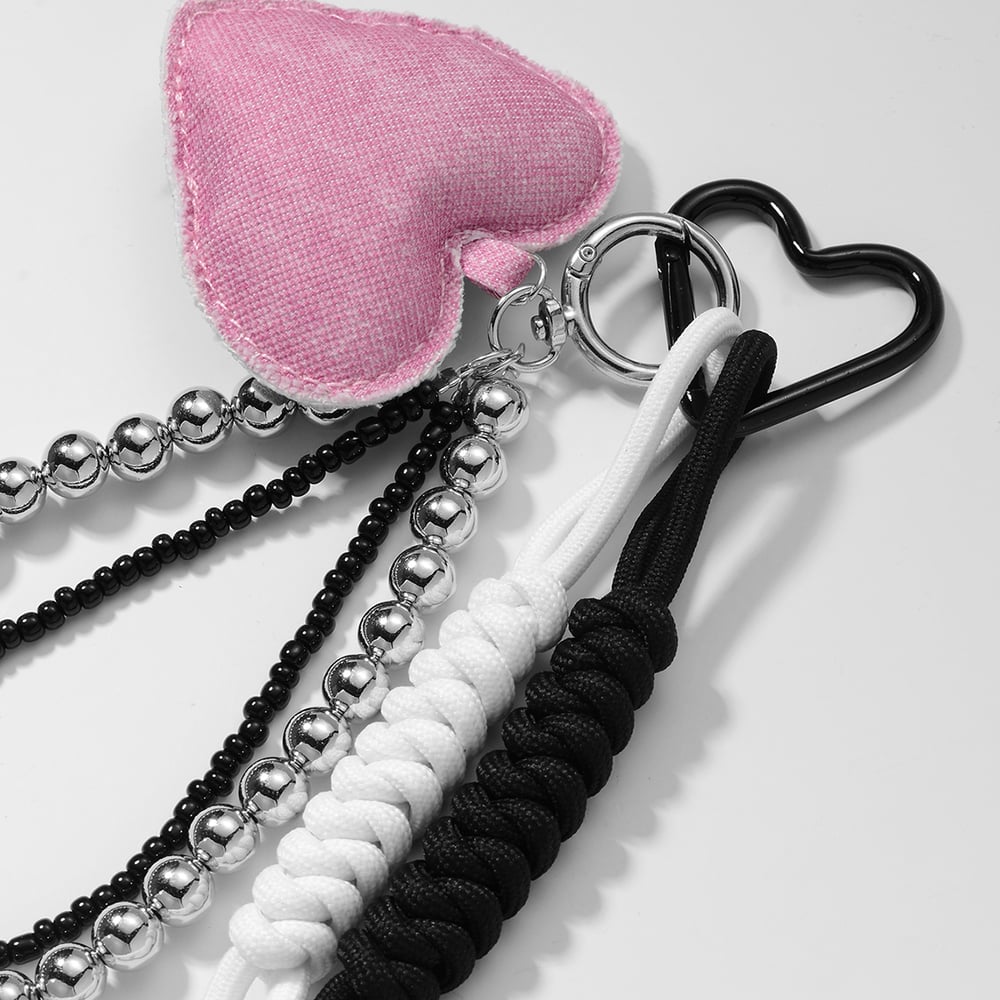 1 Piece Fabric Heart Beaded Bag Charm Picture4