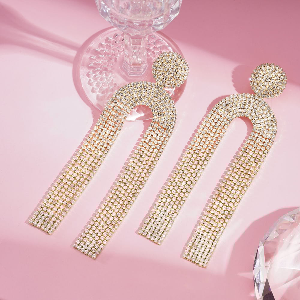 1 Pair Festive Series Irregular Shape Tassel Copper Drop Earrings Picture4