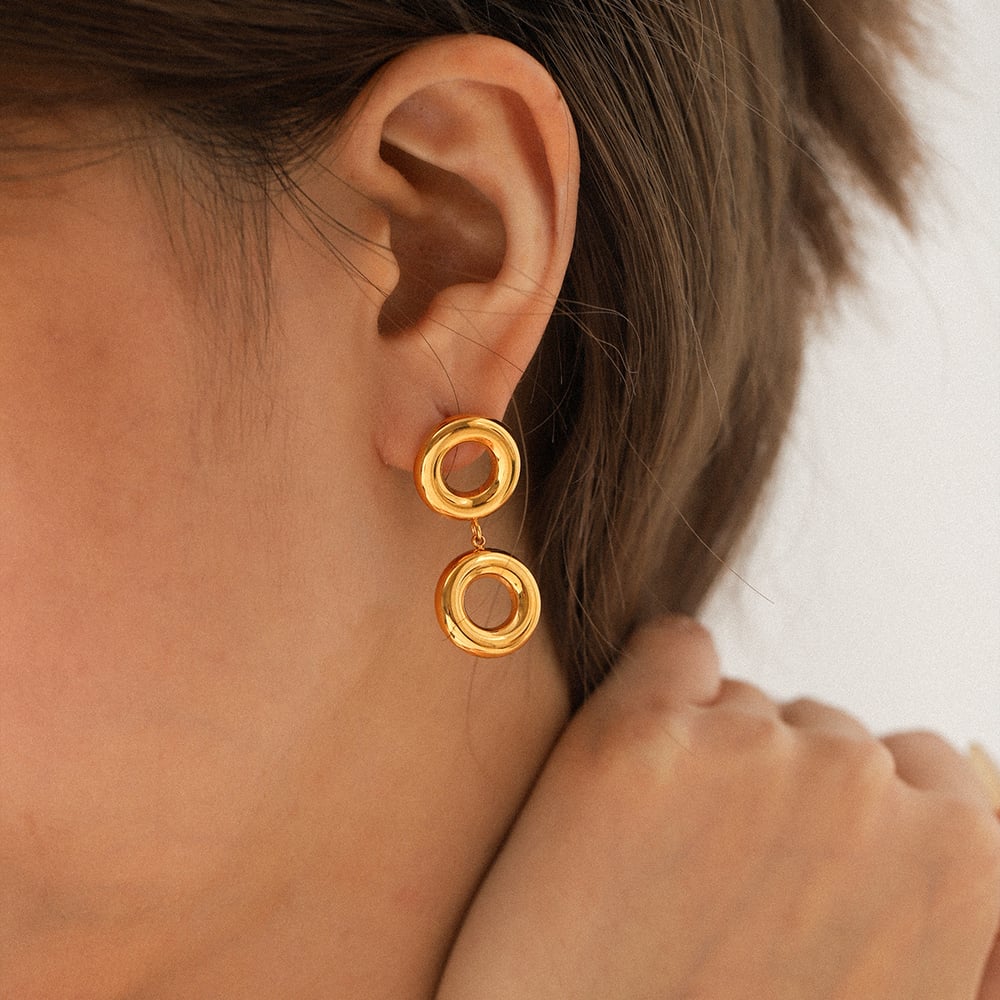 1 Pair Circle Mixed Color Stainless Steel Drop Earrings Picture4