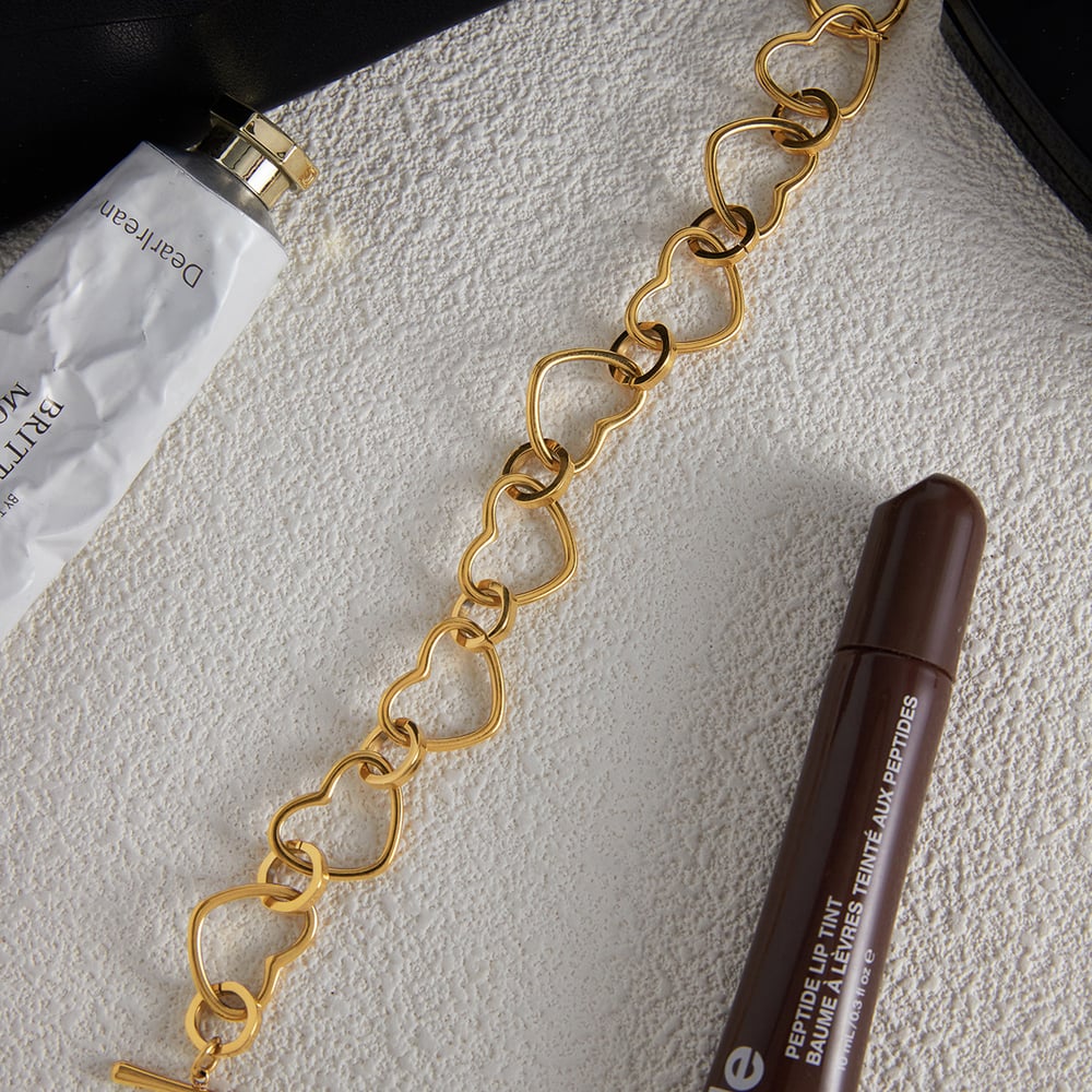 1 Piece Simple Heart Stainless Steel Gold Color Women's Chain Bracelets h5Picture4