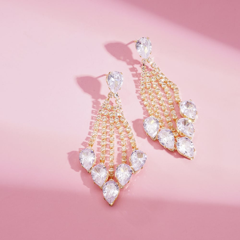 1 Pair Festive Series Tassel Copper Drop Earrings h5Picture4