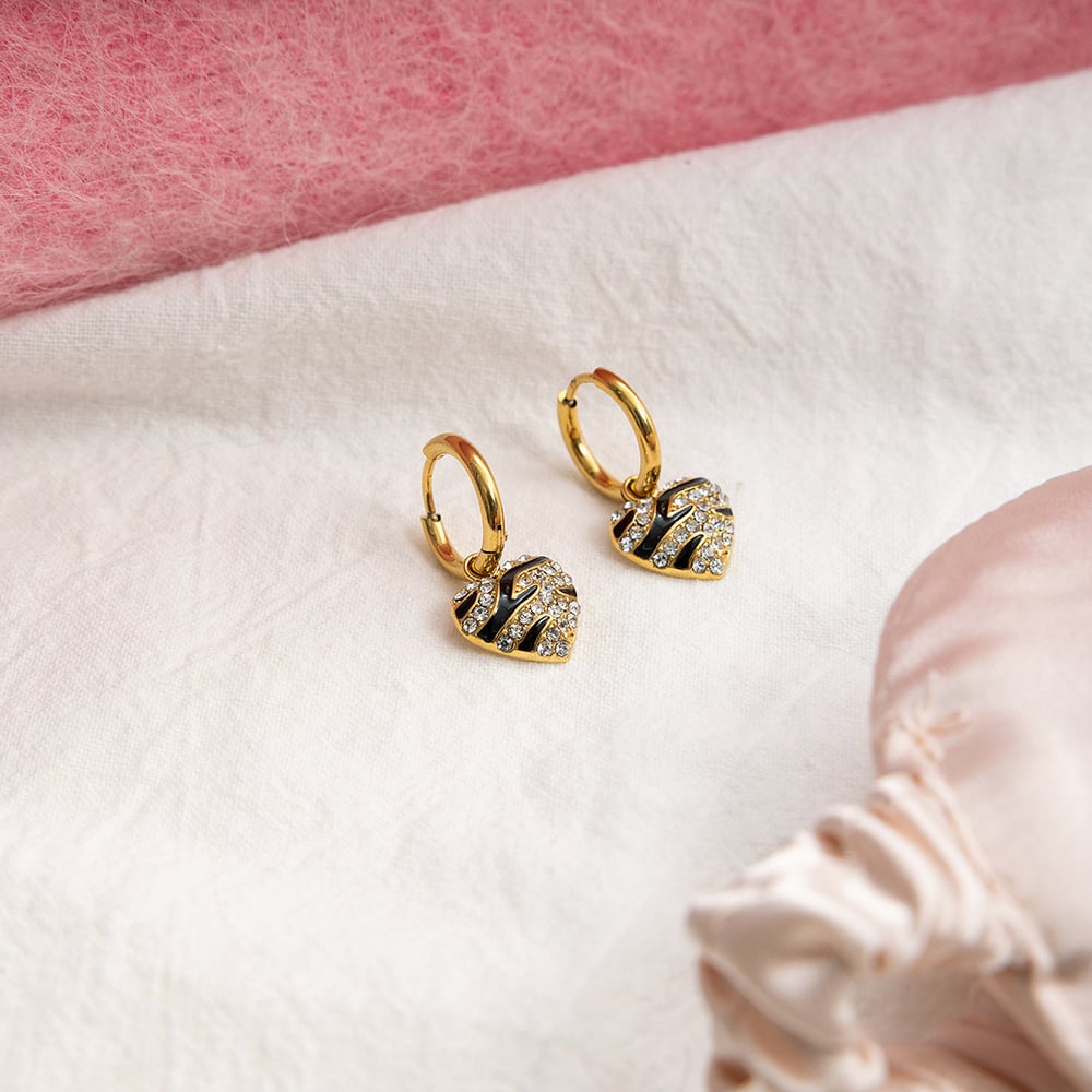 1 Pair Romantic Leopard Print Stainless Steel Gold Color Women's Drop Earrings h5Picture7