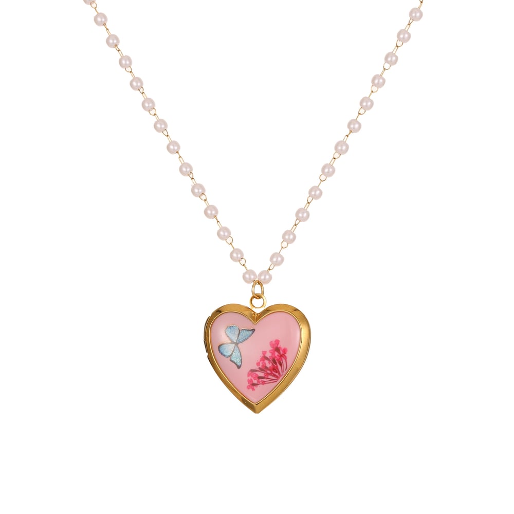1 Piece Sweet Flower Heart Stainless Steel Gold Color Women's Pendant Necklaces h5Picture5