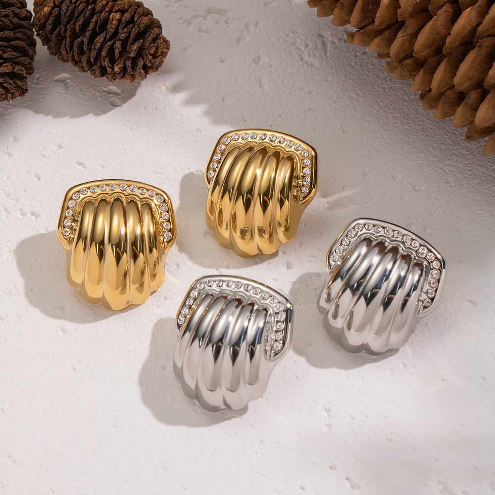 1 Pair Shell Shape Stainless Steel Gold Color Stud Earrings Picture2