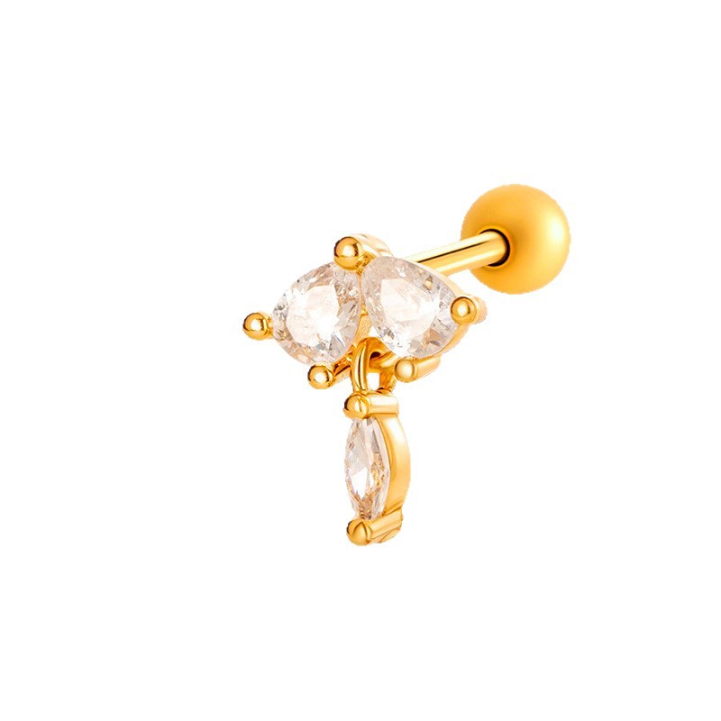 1 Stück Exquisite Herz Kupfer Gold Farbe Zirkon Damen Piercing Ohrringe Bild7