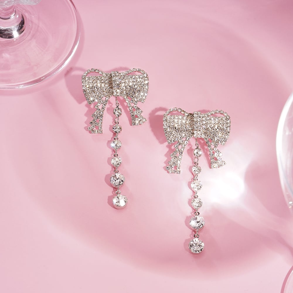 1 Pair Festive Series Bow Knot Alloy Drop Earrings Picture3