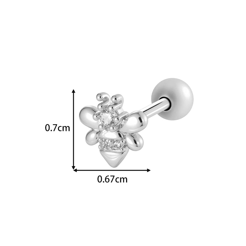 1 Piece Flower Copper Gold Color Zircon Piercing Earring Picture2